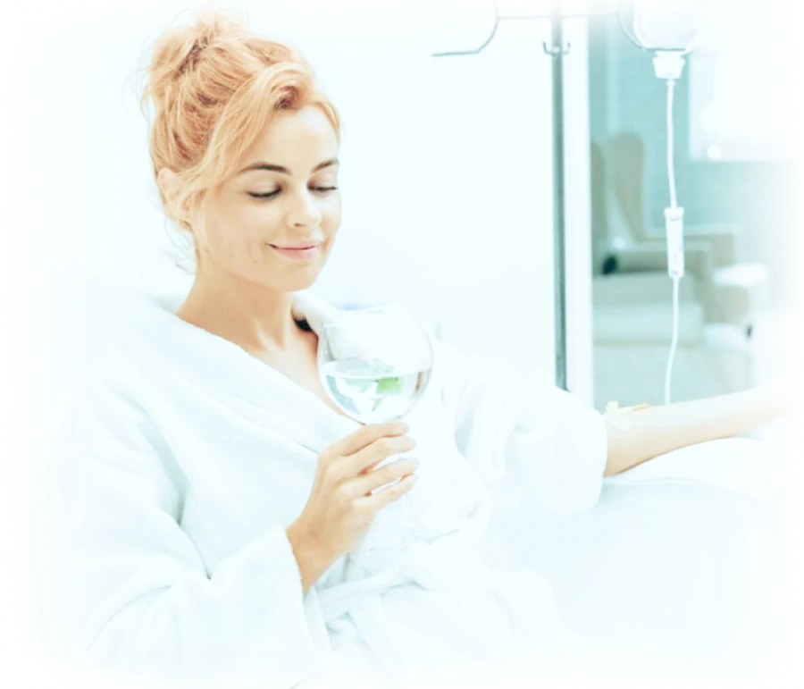 A woman receiving IV Therapy